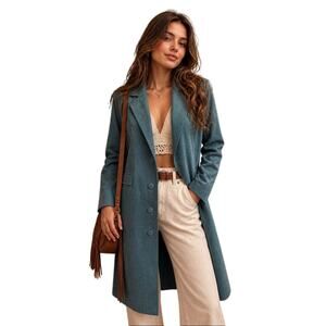 Vintage 70s 80s Ultrasuede Boho Gino Rossi for Wilson Long Jacket Teal Small